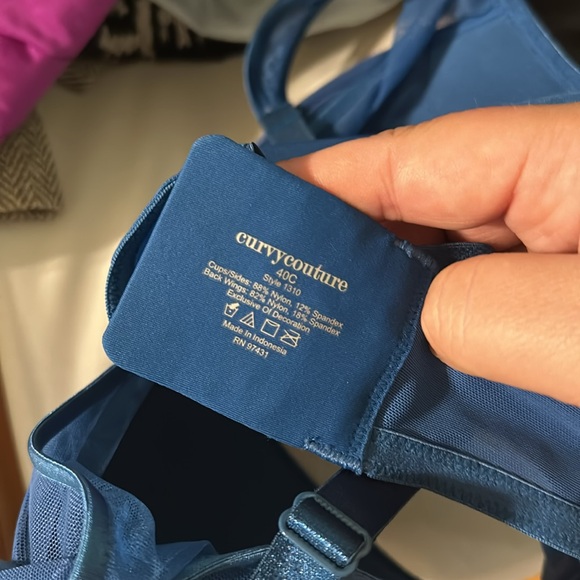 Curvy Couture Women’s Underwire Bra Blue Size 40C - Picture 8 of 8